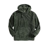 QKCQQTS Sweat à Capuche en Velours côtelé pour Homme, Sweat-Shirt à Capuche Vintage avec Cordon de Serrage, Pull à Capuche Vintage en Velours côtelé (Dark Green,L)