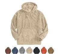 QKCQQTS Sweat à Capuche en Velours côtelé pour Homme, Sweat-Shirt à Capuche Vintage avec Cordon de Serrage, Pull à Capuche Vintage en Velours côtelé (Beige,3XL)