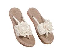 QKCQQTS Tongs plates à fleurs orthopédiques pour femmes, tongs à fleurs tissées avec détails de tissage, style Boho, tongs à fleurs, grande taille (white,39)