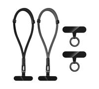QKEPCY 2 Cordon Telephone Portable Multifonctionnelle à la Mode Universelle Lanière de Poignet Réglable Solide et Durable pour les Clés les Ecouteurs et Plus (Noir + Gris)
