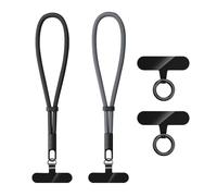 QKEPCY 2 Cordon Telephone Portable Poignet Laniere Telephone Réglable et Détachable Universelle avec Tous Les Smartphones et Plupart des Coques (Noir + Gris)