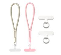 QKEPCY 2 Cordon Telephone Portable Poignet Laniere Telephone Réglable et Détachable Universelle avec Tous Les Smartphones et Plupart des Coques (Rose + Kaki)