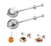 QKEPCY 2 Pièces Filtre à Thé Boule en Acier Inoxydable 304 Infuseurs à Thé avec Long Manche et Mailles Fines Inclut 2 Brosses de Nettoyage Idéal pour Thé en Vrac et Mulling (1)