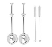 QKEPCY 2 Pièces Filtre à Thé Boule Infuseurs à Thé en 304 Acier Inoxydable avec Long Manche Pinces à Mailles Fines pour Feuilles Mobiles et épices Mulling avec 2 Brosses de Nettoyage (2)