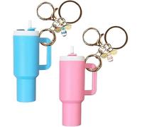 QKEPCY 2 Pièces Porteclés Tasse Miniature Abeille Décorative Accessoire Sac Charm Bijou Femme Élégant