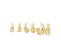 QKEPCY 3 Paires Boucles D'oreilles Créoles Ovales Brillantes Minimalistes Bijoux Élégants Accessoires tendance Alliage Doré