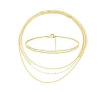 QKEPCY 3 Pièces Ceinture Femme Chaîne de Taille Chaîne De Taille Pour Le Ventre avec Bracelet Cheville Ne Ternit pas Eté Sexy Bijoux pour Les Filles Cadeaux (Or)