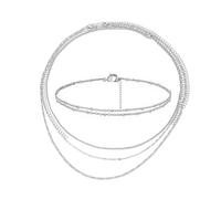 QKEPCY 3 Pièces Ceinture Femme Chaîne de Taille Chaîne De Taille Pour Le Ventre avec Bracelet Cheville Ne Ternit pas Eté Sexy Bijoux pour Les Filles Cadeaux (Argent)