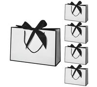 QKEPCY 5 Sacs Papier Luxe Rectangulaires Nœud Ruban Poignées Cordelettes Emballage Présentation Boutique Célébration