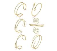 QKEPCY 6 pcs Braceiets Joncs Punk DoréS Multi-Empilables Vintage éPais Braceiets TexturéS Ensemble personnaliséS RéGlables DéCoration de Bras pour Femmes et Filles