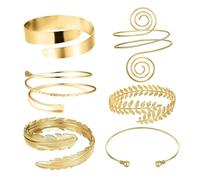 QKEPCY 6 pcs ensemble de Braceiets de Manchette En Or pour Femme Joncs Punk SuperposéS DoréS Empilables Ouverts et RéGlables pour Femmes Filles Cadeau Bijoux Tendance