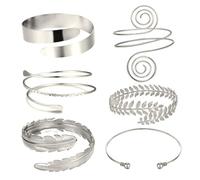 QKEPCY 6 pcs ensemble de Braceiets de Manchette En Or pour Femme Joncs Punk SuperposéS DoréS Empilables Ouverts et RéGlables pour Femmes Filles Cadeau Bijoux Tendance