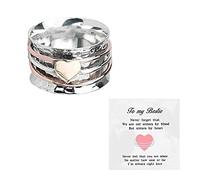 QKEPCY Anneau En Forme De Cœur En Argent Et Or Rose Bague Ajustable Pour Femmes Et Filles Bijou Élégant Et Tendance Accessoire De Mode Pour Toutes Occasions