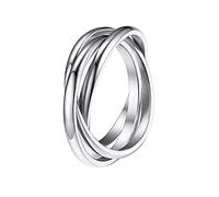 QKEPCY Bague Anti-Stress en Acier Inoxydable - Nœud Celtique Rotative Spinner Empilable pour Anxiété - Anneaux de Relaxation pour Femme et Fille (7, Argent)