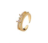 QKEPCY Bague Couronne Ajustable Zircon Brillant Cristal Bijoux Femme Élégant Luxe Mariage Fiançailles Accessoire