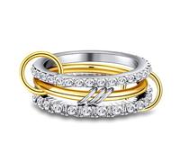 QKEPCY Bague Femme Plaqué Or 18K Fiançailles en Acier Inoxydable avec Zircone Cubique Alliance Élégante Superposable