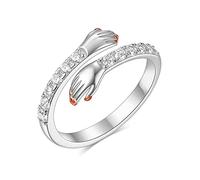 QKEPCY Bague Main Ajustable Zircon Brillant Bijou Argent Femme Anneau Élégant Cristal Étincelant Accessoire Romantique