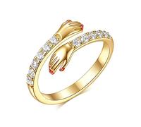 QKEPCY Bague Main Ajustable Zircon Brillant Bijou Argent Femme Anneau Élégant Cristal Étincelant Accessoire Romantique