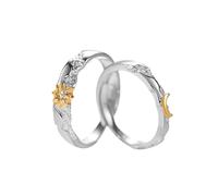QKEPCY Bagues Couple Soleil Lune Cristal Incrustées Bijoux Romantiques Alliance Argent Élégant Ensemble Anneaux Assortis
