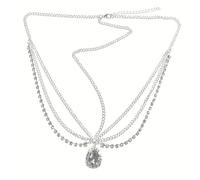 QKEPCY Bandeau Chaîne Multicouche Cristal Goutte Bijou Cheveux Accessoire Coiffure Bohème Ornement Tête Mariage Soirée Femme