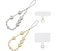 QKEPCY Bijoux de Telephone Pendentif en Forme de Cœur Perles Enchaînées Élégance Tendance Raffiné Pour Soeur Petite Amie ou une Bonne Amie