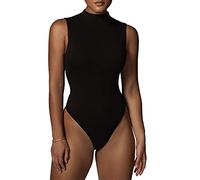 QKEPCY Body Femme sans Manche Col Montant Bodysuit Moulant Élégant Body Sculptant Gainant Top Basique Bodys pour Quotidien Soirée Tenue Classique