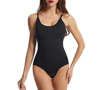 QKEPCY Body Gainant Femme Sculptant Ventre Plat Invisible Bodysuit Shapewear Push Up Body Gainant Minceur avec Bretelles Ajustable Tummy Control Body Shaper
