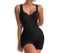 QKEPCY Body Sexy Femme Bodysuit Col Fond V Stretch Jersey Basique Bodysuit Jumpsuit Élégante Combinaison Sexy Slim Couleur Unie Justaucorps Casual Combishort Mode Going Out Top Clubwear (L)