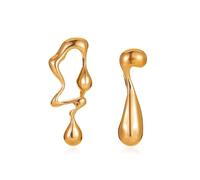 QKEPCY Boucles d'Oreilles Asymétriques Goutte Design Liquide Irrégulier Style Rétro et Audacieux pour Femme, Longues et Pendantes