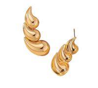 QKEPCY Boucles D'oreilles Cascade Ondulée Métalliques Brillantes Bijoux Femmes Élégants Accessoires Minimalistes Ornements Dorés Luxueux (Or)