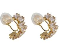 QKEPCY Boucles d'Oreilles Clip pour Femme Or Zircon Clips Oreilles Non Percées Chunky Boucles d'oreilles Créoles Hypoallergénique Non Piercing Réglables Femmes Filles