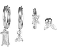 QKEPCY Boucles D'oreilles Créoles Argent Cristal Zircon Pendantes Bijoux Femme Élégantes Brillantes