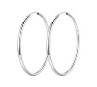 QKEPCY Boucles D'oreilles Créoles Larges Argentées 7cm Classiques Rondes Élégantes Bijoux Intemporels