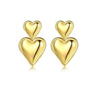 QKEPCY Boucles D'oreilles Cœur Double Superposé Brillant Bijoux Élégants Accessoires Féminins Ornement Romantique