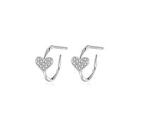 QKEPCY Boucles D'oreilles Femme en Argent 925 Avec Zircone Cubique Boucles d'oreilles Coeur Hypoallergénique Créoles Cristal Oxydes De Zirconium pour Femmes et Filles (Argent)