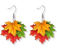 QKEPCY Boucles d'Oreilles Feuilles d'Automne Colorées en Alliages Bijoux Femme Originales pour Anniversaire et Occasions Spéciales
