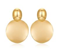 QKEPCY Boucles D'oreilles Géométriques Ovales Disques Métalliques Brillants Style Punk Minimaliste Élégant
