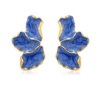 QKEPCY Boucles D'oreilles Pétales Émaillées Contour Doré Bijoux Élégants Accessoires Féminins Créations Artistiques