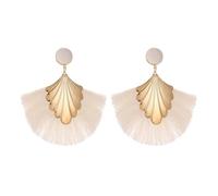 QKEPCY Boucles D'oreilles pour Femmes Boucles d'Oreilles de Mode en Métal avec Pompons en Forme de Festons Colorées Décor Festonnées Hypoallergénique Légères Cadeau Bijoux