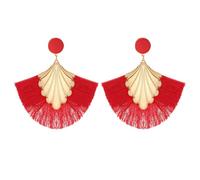 QKEPCY Boucles D'oreilles pour Femmes Boucles d'Oreilles de Mode en Métal avec Pompons en Forme de Festons Colorées Décor Festonnées Hypoallergénique Légères Cadeau Bijoux