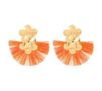 QKEPCY Boucles D'oreilles pour Femmes Boucles d'Oreilles Pendentif Fleur en Métal Avec Pompons en Forme de Festons Colorées Décor Festonnées Hypoallergénique Légères Cadeau Bijoux