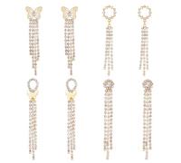 QKEPCY Boucles D'oreilles pour Femmes Longues Pampilles Boucles d'Oreilles Pendantes Plaqué Or Strass Crochet à Pampilles Pendantes en Cercles de Papillons Cadeau Bijoux