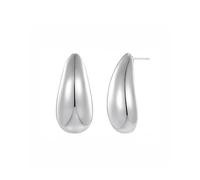 QKEPCY Boucles d'Oreilles Rétro en Métal Lucide Forme Goutte Ovale, Boucles d'Oreilles Élégantes Finition Miroir pour Femme, Bijou Moderne Vintage pour Soirée, Mariage, Cadeau(Argent)