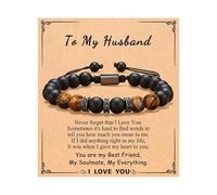 QKEPCY Bracelet Ajustable Perles Naturelles Œil de Tigre avec Zircons Et Cordon Tressé Bijou Protection Homme Femme