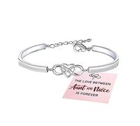 QKEPCY Bracelet Femme Coeur Bracelet d’amour Femme avec Zircone Réglable Bracelet d'Amitié Infinity Heart Bijoux Cadeaux Noël Femme Anniversaire Fête des Mères Maman (Argent)