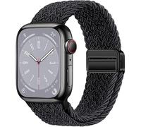 QKEPCY Bracelet Tressé Nylon Magnétique Compatible Montres Connectées 42 44 45 49mm Attache Aimantée Ajustable Élégant(Noir/42/44/45/49mm)