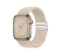 QKEPCY Bracelet Tressé Nylon Magnétique Compatible Montres Connectées 42 44 45 49mm Attache Aimantée Ajustable Élégant(Beige/38/40/41mm)