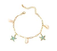 QKEPCY Bracelets de Cheville en Coquillages pour Femme Filles Boho Bijoux de Pied avec Pendentif Étoile de Mer Or Accessoires de Plage d'Été Cadeaux