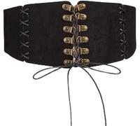 QKEPCY Ceinture Corset Large Élastique Lacée Vintage Rétro Ajustable Boutons Métalliques Taille Haute Femme Accessoire Élégant