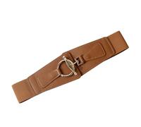 QKEPCY Ceinture Élastique Femme Boucle Circulaire Dorée Accessoire Taille Ajustable Élégant Noir Classique Décoratif